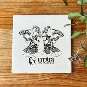Vintage Gemini Zodiac Ceramic Tile